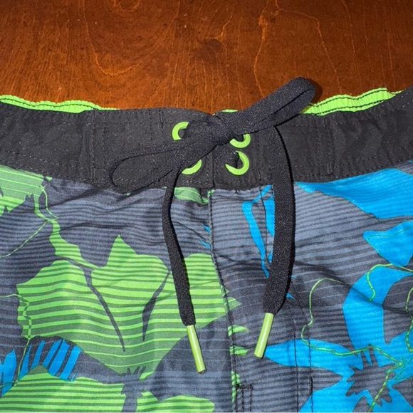 Men's Speedo Swim Trunks Board Shorts Blue Green Tropical Drawstring Medium - Picture 3 of 9